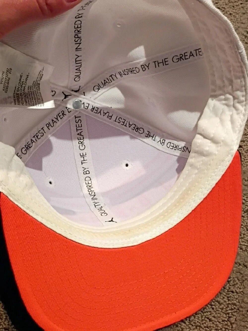 Jordan Kids White, Black & Red Strap-Front Baseball Cap